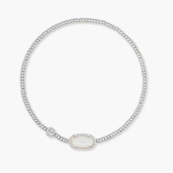 Kendra Scott Grayson Silver Stretch Bracelet in Ivory Mother-of-Pearl - Picture 1 of 6
